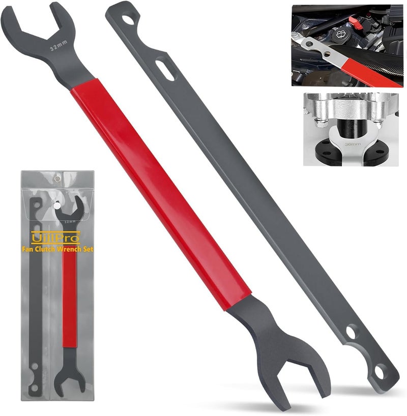 UillPro Fan Clutch Removal Tool kit,32mm Wrench & 36mm Clutch Fan Tool Wrench,Water Pump Pulley Holder Removal Tool for BMW, Ford, GM, Dodge,Chevrolet,Jeep Fan Clutch Removal Tool,Water Pump Holder - Image 1